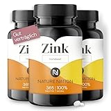 Nature Nation® Premium Zink - 3 * 365 Tabletten - Hoch bioverfügbares...