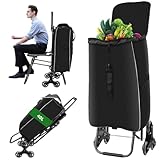 3 in1 Einkaufstrolley Klappbar,Einkaufswagen m𝐢t 40L Kapazität und...