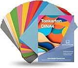 100 Blatt A4 Tonpapier - 250 g/m² Papier - Tonkarton mit 16 Farben bunt...