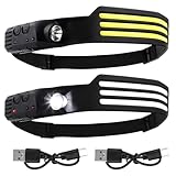 ROTKUSZ 2 Stück Stirnlampe LED Wiederaufladbar, Superhell 230° Weitwinkel...