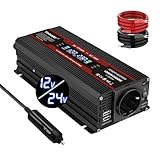 Yinleader 2000W Wechselrichter 12V/24V auf 230V LCD 1 EU Steckdosen 2 USB...