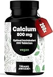 Calcium Tabletten Hochdosiert - 200 Tabletten - 800mg Kalzium pro Tag -...