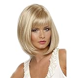 Kurze blonde Perücke für Frauen, Naturhaar Synthetische gerade...