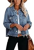 JayscreateEU Female Jeansjacke Kurze jacke Denim Jean Mantel Outwear Lange...
