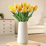 Keramik Vase Weiß für Heimdekoration, 20 cm Moderne Flower Blumenvase, 8...