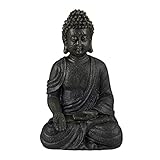 Relaxdays Buddha Figur sitzend 18cm, Dekofigur für Wohnzimmer und Bad,...