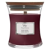 WoodWick Mini-Duftkerze im Sanduhrglas mit knisterndem Docht | Black Cherry...