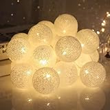 LED Lichterkette Baumwollkugeln,300CM 20LED Kugeln Lichterkette,2 Modi...