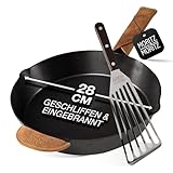 Moritz & Moritz Gusseisenpfanne Induktion 28 cm - Voreingebrannte Antihaft...