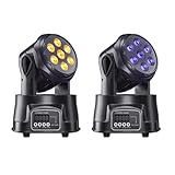 Areyourshop 2er Pack 7x10W RGBW 4-in-1 LED Moving Head Bühnenlicht – DJ...