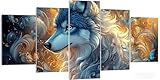 Wolf Diamond Painting Erwachsene Groß XXL 150x80cm, 5 Teilig Diamond...