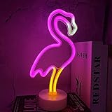ENUOLI Flamingo Leuchtreklame Neonlicht mit Sockel Led Leuchtreklame...