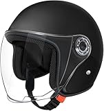 Jethelm Mit Visier, Mopedhelm Motorradhelm Scooter Helm Atmungsaktiv...