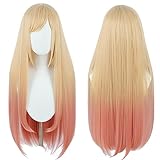 Linfairy Long Blonde Dye Pink Cosplay Perücke Halloween Kostüm Perücken...