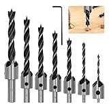 NVGFTG 7 Stück HSS 5 Flute Senker Bohrer Set 3 4 5 6 7 8 10 mm Senkbohrer...