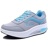 Solshine Damen Mesh Erhöhte Schnürer Plateau mit Keilabsatz Laufschuhe...