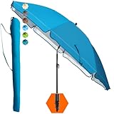 4smile Sonnenschirm Strand SunnyJoy, Blau - UPF 50+ Strandschirm Ø 200 cm,...