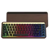 HITIME M68 Kabelgebundene mechanische Tastatur, 65 % Walnussholzschale,...