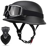 Labzaa Vintage Deutsche Motorrad Halbschalenhelm mit ECE, Retro Half...