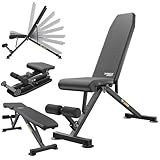 TREX SPORT TX-150B Hantelbank klappbar | Trainingsbank 8-fach verstellbare...