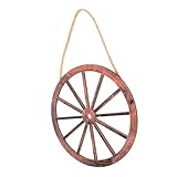 VILLCASE Rustikale Holzrad Wanddekoration Vintage Wagenrad Dekoartikel für...