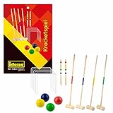 Idena 40609 - Krocketspiel aus Holz mit Schlägern, Bällen, Metalltoren...