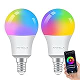 ANTELA Alexa Glühbirne E14 A60 8W 806LM Smart WLAN LED RGB Dimmbare Birne...