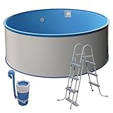 Medipool Schwimmbecken-Set Ø 3,50 x 1,20 m, Rundform, weiße Stahlwand,...