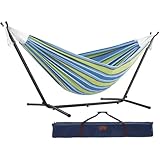 Vivere, Oasis Double Cotton Hammock with Space-Saving Steel Stand including...