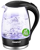 Aigostar Adam - Wasserkocher Glas 1,7 Liter, 2200 Watt, LED-Beleuchtung,...