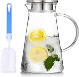 WUWEOT 2 Liter Glaskaraffe Wasserkaraffe mit Edelstahl Deckel und...