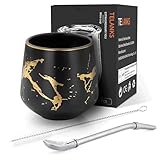 TELANKS Modernes Mate Becher 200 ml, Keramik Yerba Mate Becher, Marmor Mate...
