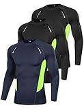 Terecey 3er Pack Herren Kompressionsshirt Langarm Compression Shirt...