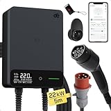 dé Typ 2 Wallbox 22kW mit APP und RFID, 6-32A 3-Phasen EV-Ladegerät 400V...