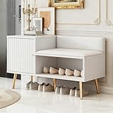 Luxuriöse Schuhtruhe mit Gepolsterter Sitzbank & Rückenlehne - 100x40x58...