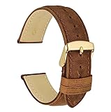 WOCCI 18mm Uhrenarmband aus Echtem Leder mit Goldener Schnalle (Karamell...