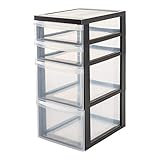 Iris Ohyama Kunststoff-Schubladenbox mit Rollen, 2 Tiefe und 2 Flache...