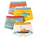 Jungen Unterhosen 4er Pack Fahrzeugmuster Hubschrauber Bagger Tankwagen...