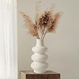 Winter Shore Vase Beige aus Keramik - 25 cm Blumenvase Modern mit...