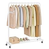 SONGMICS Kleiderständer, Kleiderstange auf Rollen, Garderobenständer, 2...