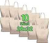 10 STÜCK 28x32 cm Baumwolltasche midi – Jutebeutel – Natur...