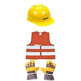 EDUPLAY Bauhelm & Warnweste & Handschuhe für Kinder, gelb/orange (1 Set,...