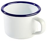 APS 40636 ENAMELWARE Metallbecher, Ø 7 x 5 cm 0.10 ltr. Weiß/Blau