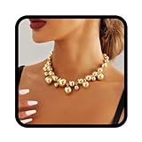 Handcess Boho Chunky Choker Halskette Gold Punk Perlen Halsketten Dicke...