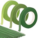LDERFIV 3 Stück Floristenband Grün 100 Pcs Blumendraht Grün...