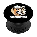 Protein First - Lustiger Bart-Boba-Tee-Liebhaber PopSockets mit...