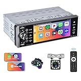 1 Din CAMECHO Autoradio mit A-pple Carplay & Android Auto, 5,1 Zoll Single...