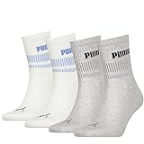 PUMA Unisex New Heritage Short Sock, Grey/White, 39/42 (4er Pack)