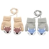 VEGCOO 2 Paar Kinder Gestrickt Handschuhe, Baby Winter Handschuhe, Cartoon...