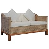 vidaXL Sofa 2-Sitzer mit Auflagen Rattansofa Loungesofa Sitzmöbel...